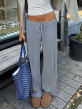 Blue And White Baggy Drawstring Pants