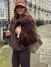 Dark Brown Faux Fur Jacket