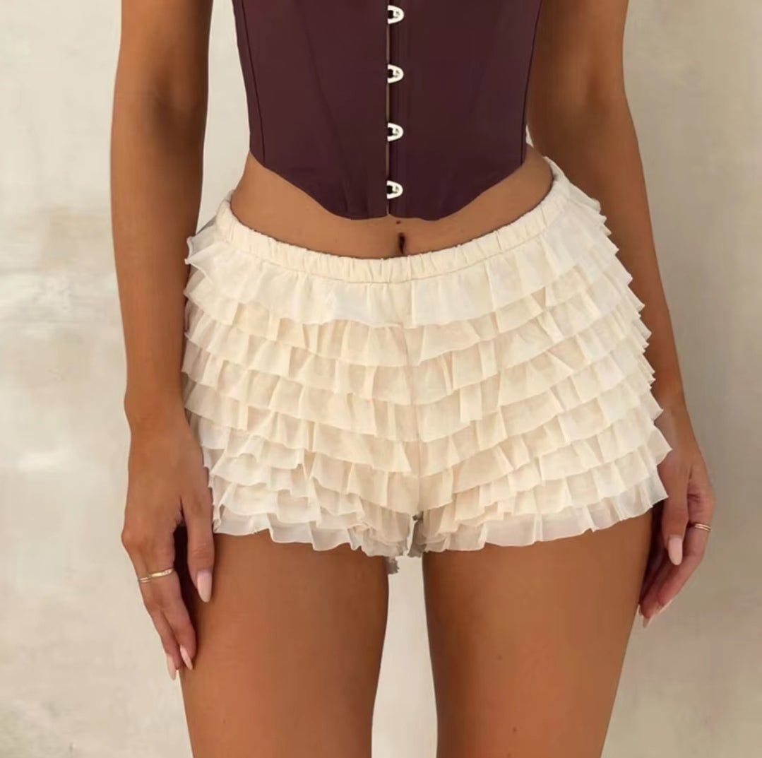 Cream Y2K Layered Shorts - Boulve Boutique