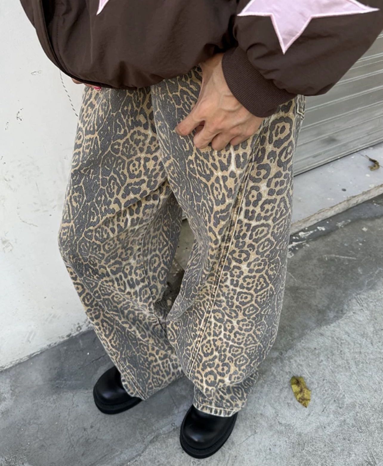 Oversized Leopard Print Jeans - Boulve Boutique