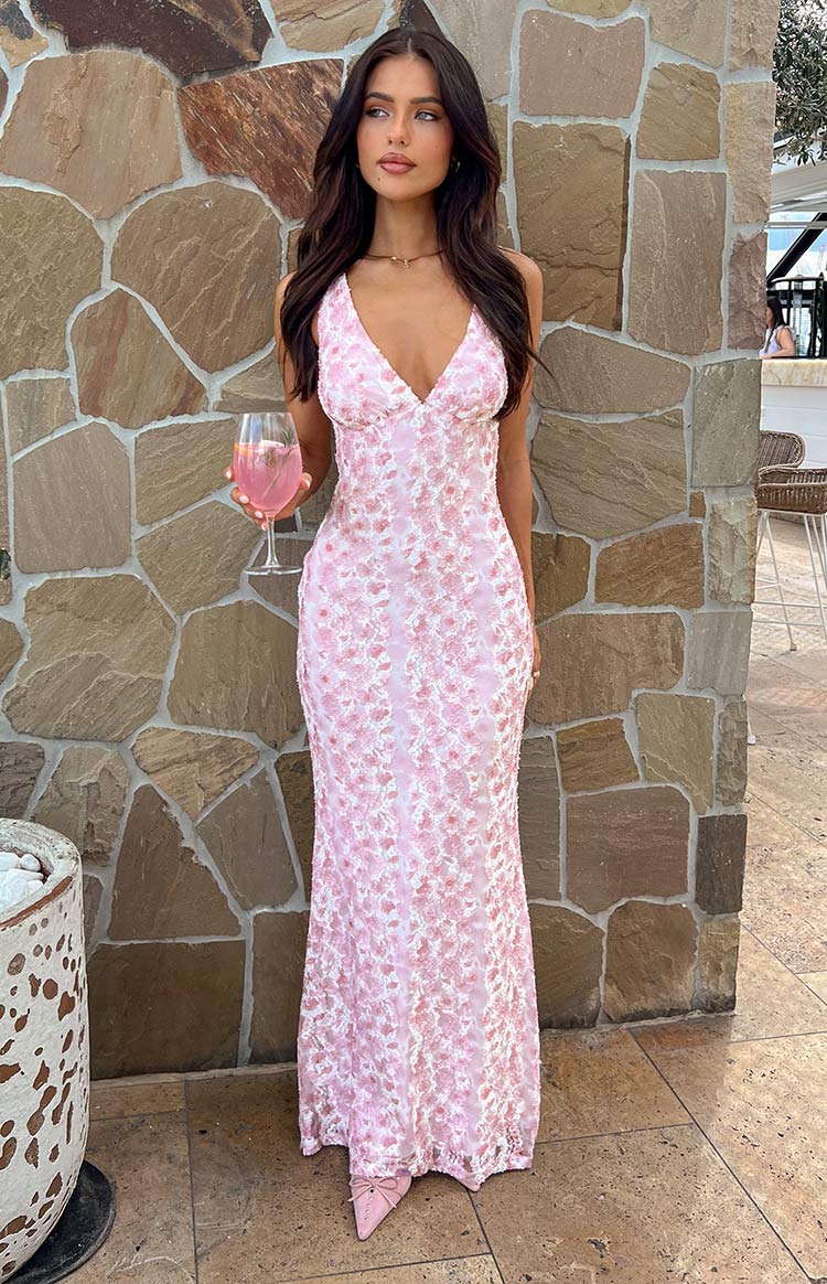 Pink Flower Maxi Dress - Boulve Boutique