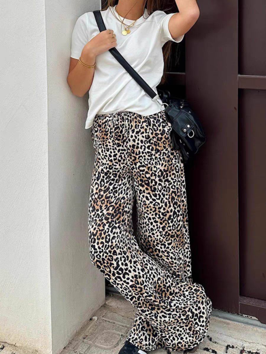 White Leopard Print Pants - Boulve Boutique